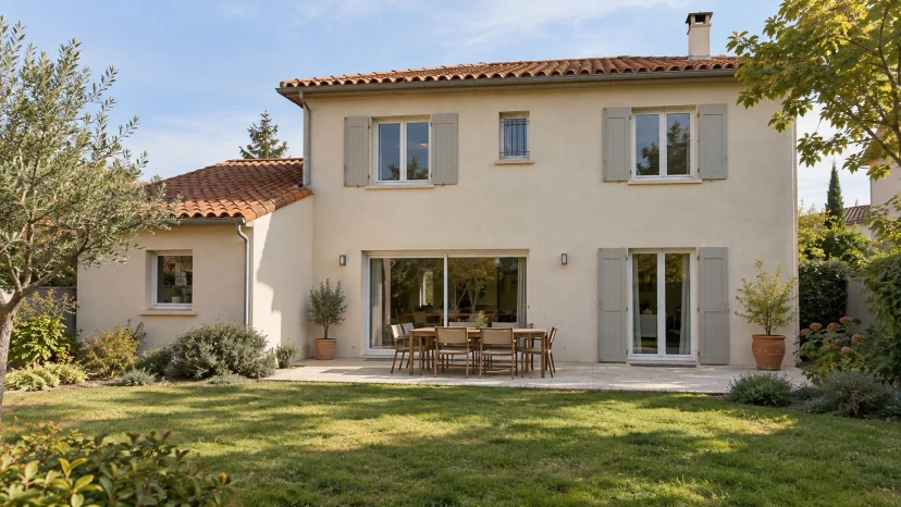 Maison toulousaine avant extension, façade sur jardin, Toulouse